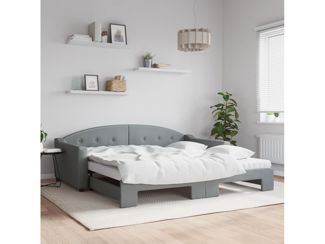 Vidaxl Sofá-cama C/ Gavetão E Colchões 100x200cm Tecido Cinzento-claro