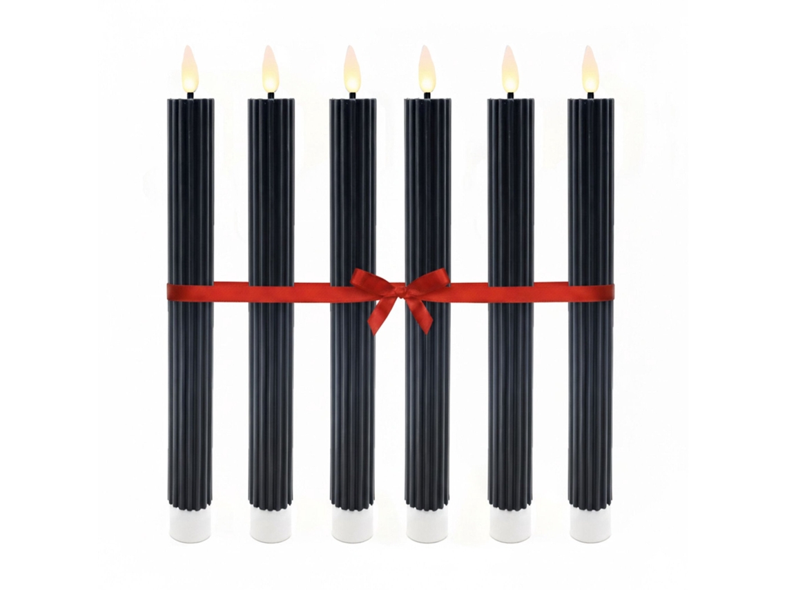 Conjunto De 6 Velas Cônicas Led Sem Chama De Cera Real