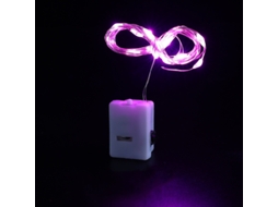 (2m20 Leds Rosa) Cordão De Luzes Led. Alimentado Por Bateria, 3 Modos De Piscar. Bateria Incluída.