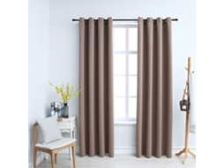 Vidaxl Cortinas Opacas C/ Argolas 2 Pcs 140x225 Cm Cinza-acastanhado