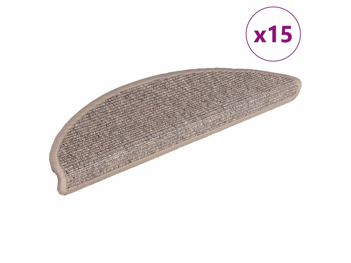 Vidaxl Tapetes De Escada 15 Peças 56x17x3 Cm Bege Escuro Semicircular