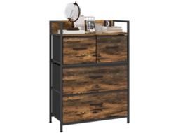 Cômoda Estofada Com 4 Gavetas Dobráveis E Estrutura De Aço, Estilo Industrial Para Sala De Estar, 60x29x85 Cm, Marrom Rústico