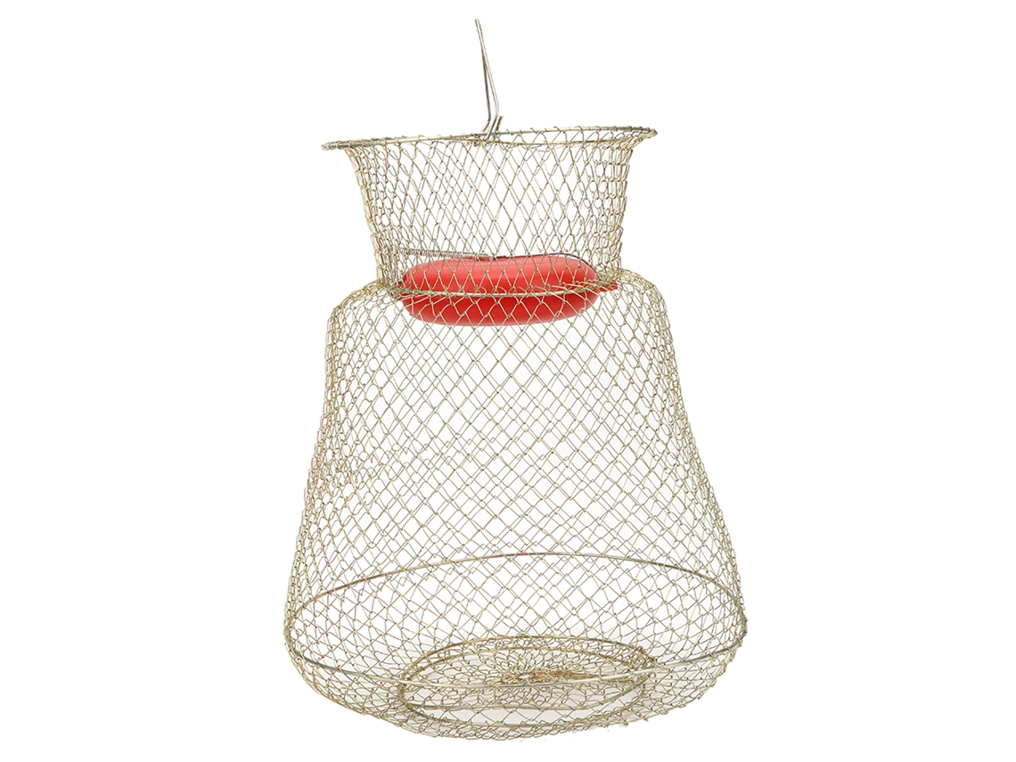 Cesta de Pesca Redonda Plegable Acero Inoxidable 33cm