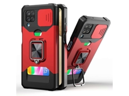 Capa De Câmera Deslizante Para Samsung Galaxy A12 Com Design De Pc Tpu À Prova De Choque Com Suporte De Anel E Slot Para Cartão
