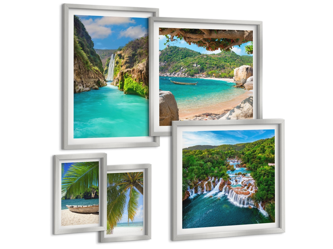 Conjunto De Pinturas Cachoeiras Tropicais Praias Espelharte (5 Peças)