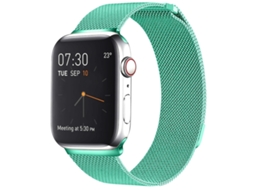 Pulseira Milanese Magnética HALINUI de aço inox compatível com Apple Watch Ultra1/2 49mm, s10 46mm, s7/8/9 45mm, se 2/6 44mm, se 1/3 42mm, verde menta