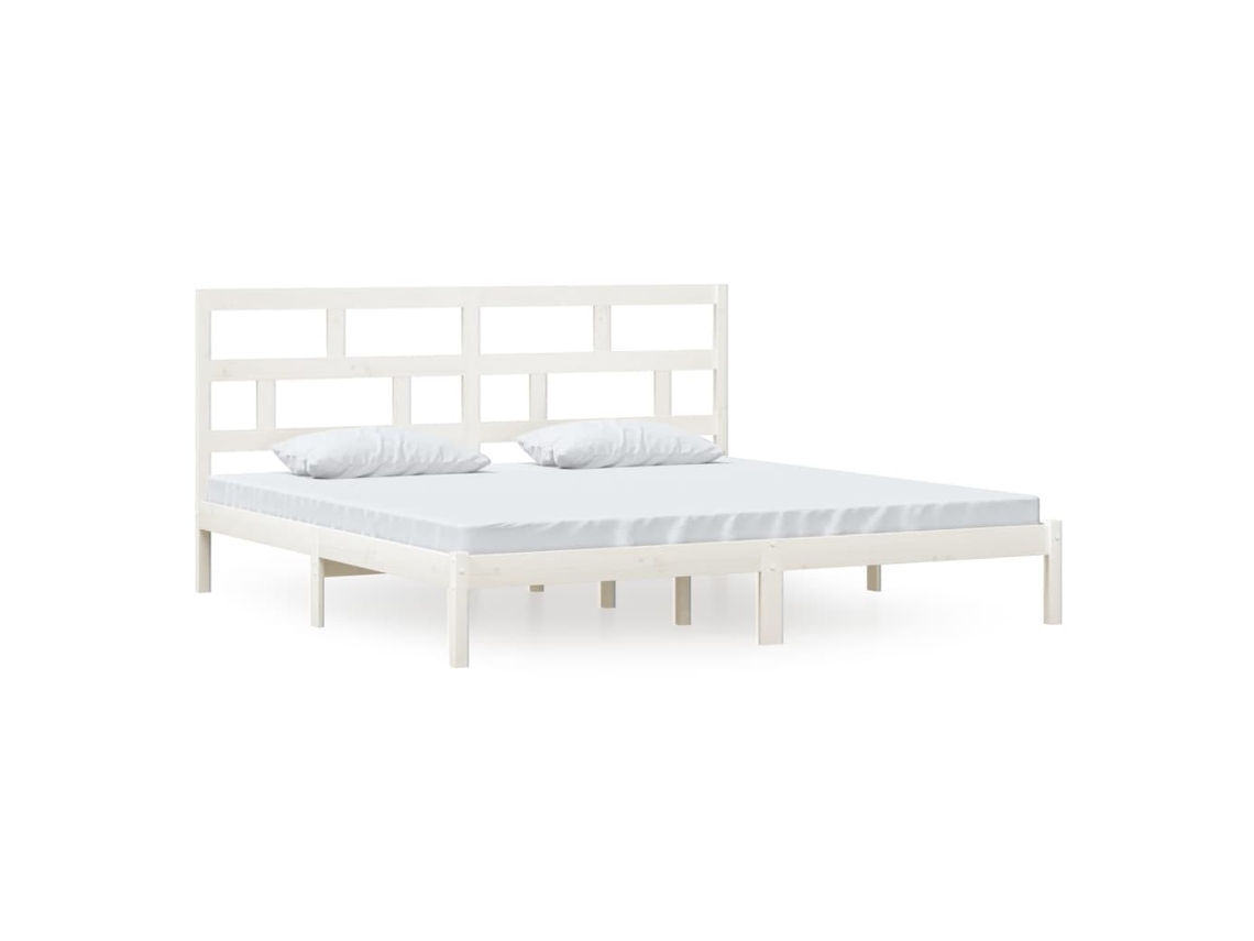 Estrutura de Cama 200x200 cm em Madeira de Pinho Maciça Branca MAISON EXCLUSIVE