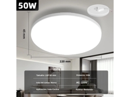 Luminária De Teto Led Redonda Moderna, Iluminação De Pvc Com Economia De Energia Mdug (branco Frio 50w 1 Peça)