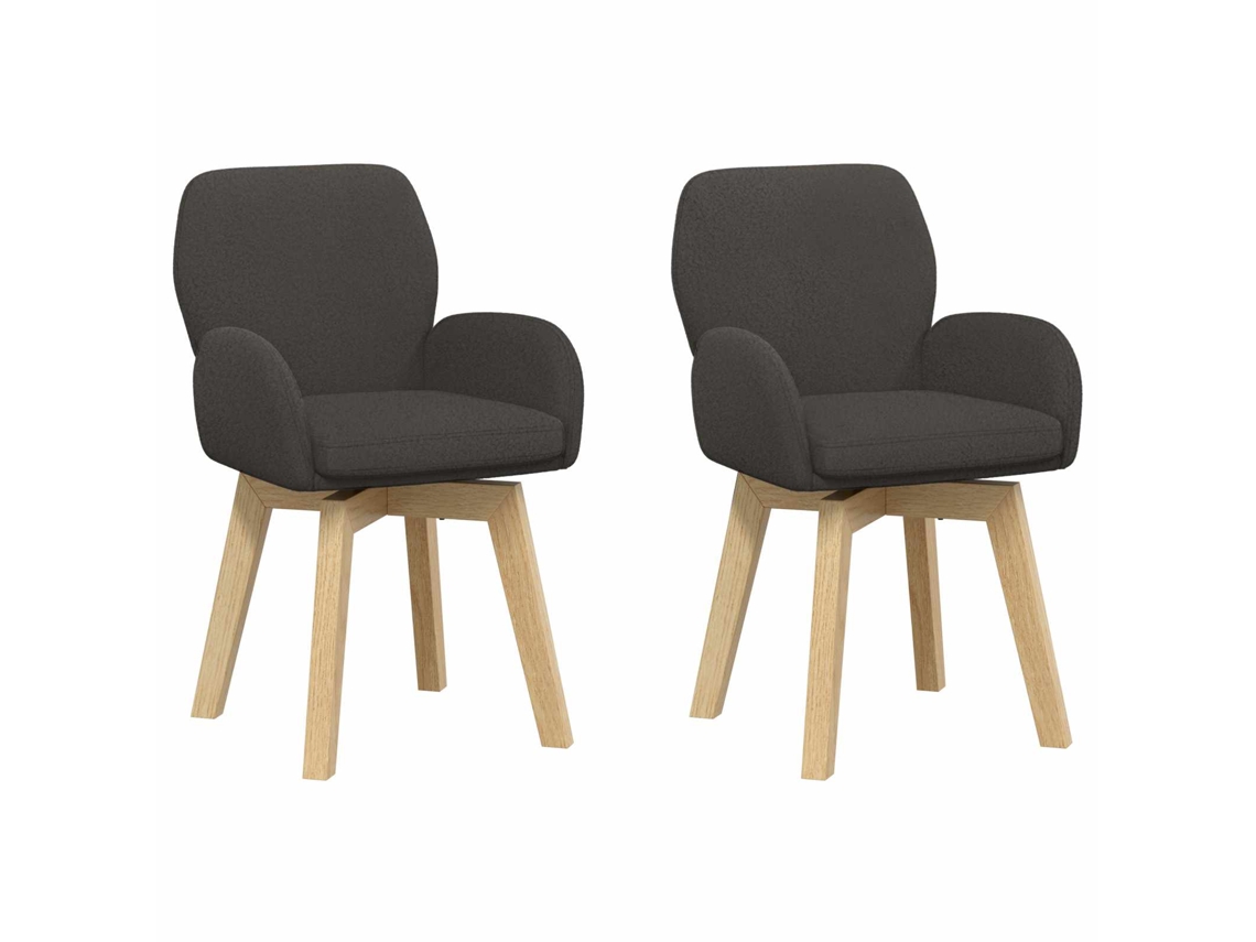 Conjunto 2 Cadeiras Giratórias Vidaxl Cinzento Escuro Bouclé (54 X 58 X 87 Cm)