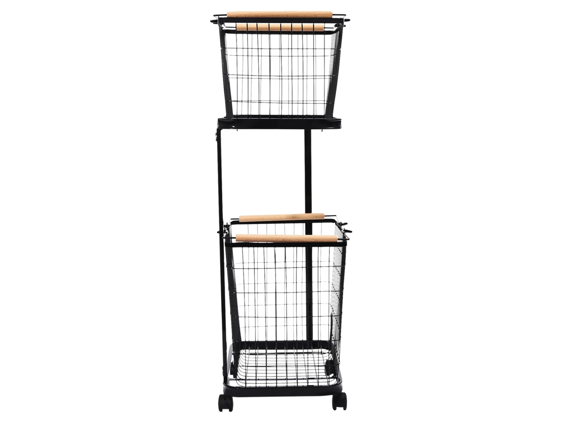Cesta De Roupas, Design De 2 Andares, Rodas Para Mobilidade Fã¡cil, Preto, M Oem
