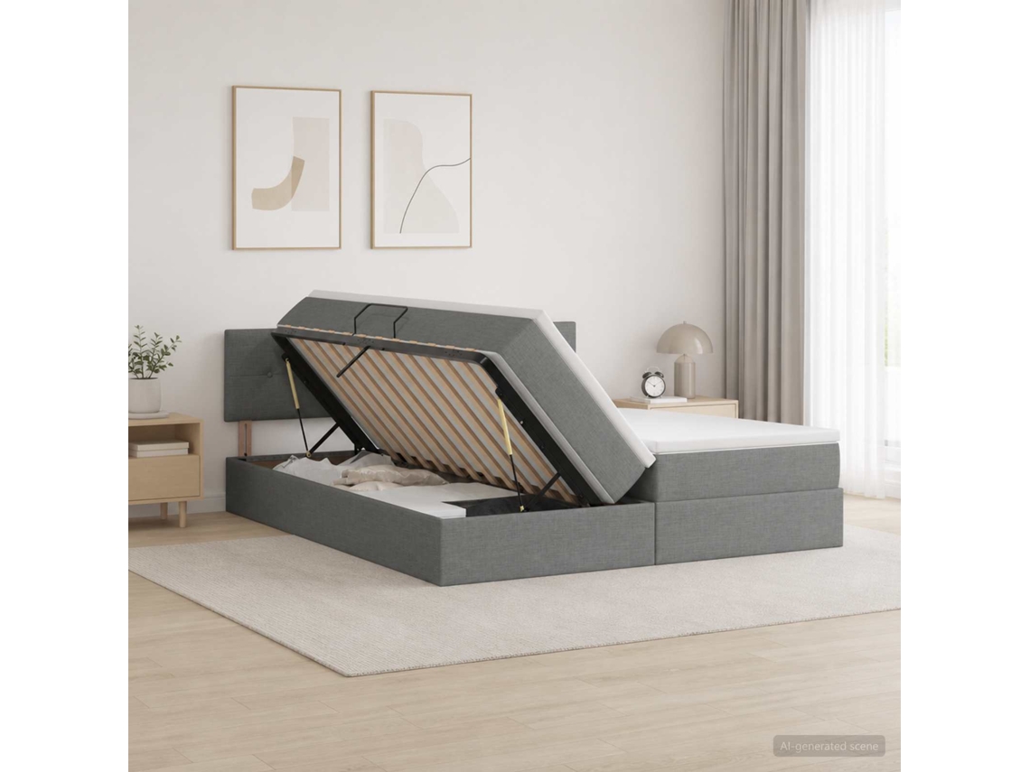 Vidaxl Cama Com Armazenamento 2 Unid. Cinzento-escuro Couro Sintético