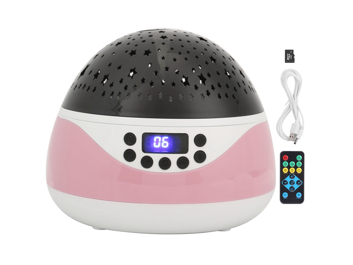 Luz Noturna com Controle Remoto, Visor Digital Led e Projetor com Música para Crianças BRILVIBERA (rosa)