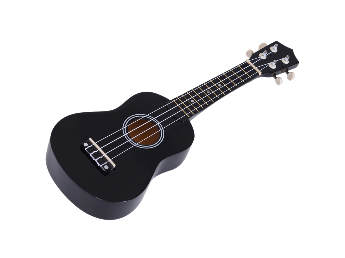 Ukelele Madeira De Bétula E Nylon Cor Preto 53x17,5x6,2 Cm Homcom