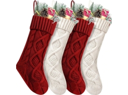 Pacote Com 18" De Meias De Natal Brancas Com Cabo Grande Klb