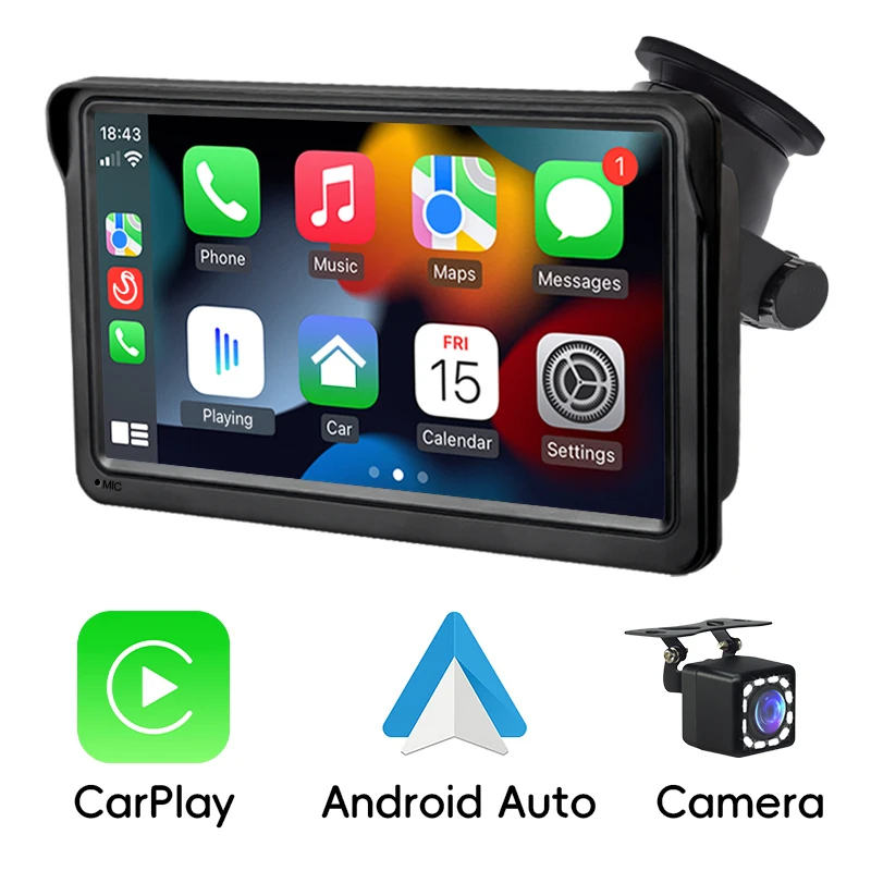 Rádio Automotivo De 7 Polegadas Com Carplay Sem Fio, Android Auto, Tela Sensível Ao Toque Ips, Entrada Auxiliar, Usb E Câmera.