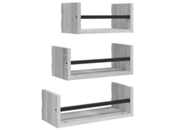 Wall Shelf Set, Wall Shelf Sets Vidaxl Cinzeto Madeira Processada (n/a)
