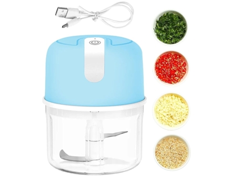 Picador Elétrico De Alta Eficiência Triturador De Alho Elétrico Recarregável Por Usb 250ml Azul Veanxin Vaenxin