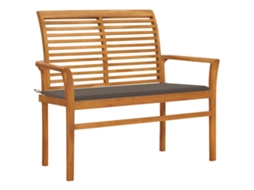 Vidaxl Banco Jardim C/ Almofadão Cinza-acastanhado 112 Cm Teca Maciça
