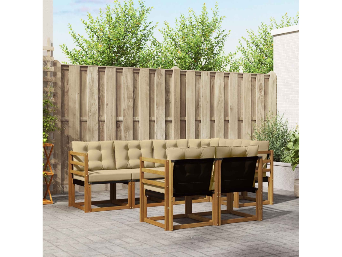 Vidaxl Conjunto De Sofás Para Exterior 7 Pcs Natural E Bege