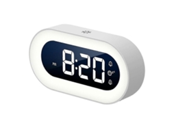 Despertador digital LED pequeno e colorido com função soneca, fácil de usar e com brilho totalmente ajustável. Brilvibera