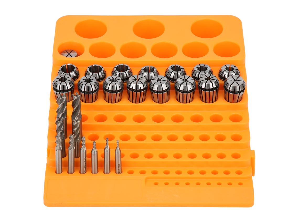 Kit de pinças Laxiscreed ER20 para gravação e corte CNC com mandris compatíveis.