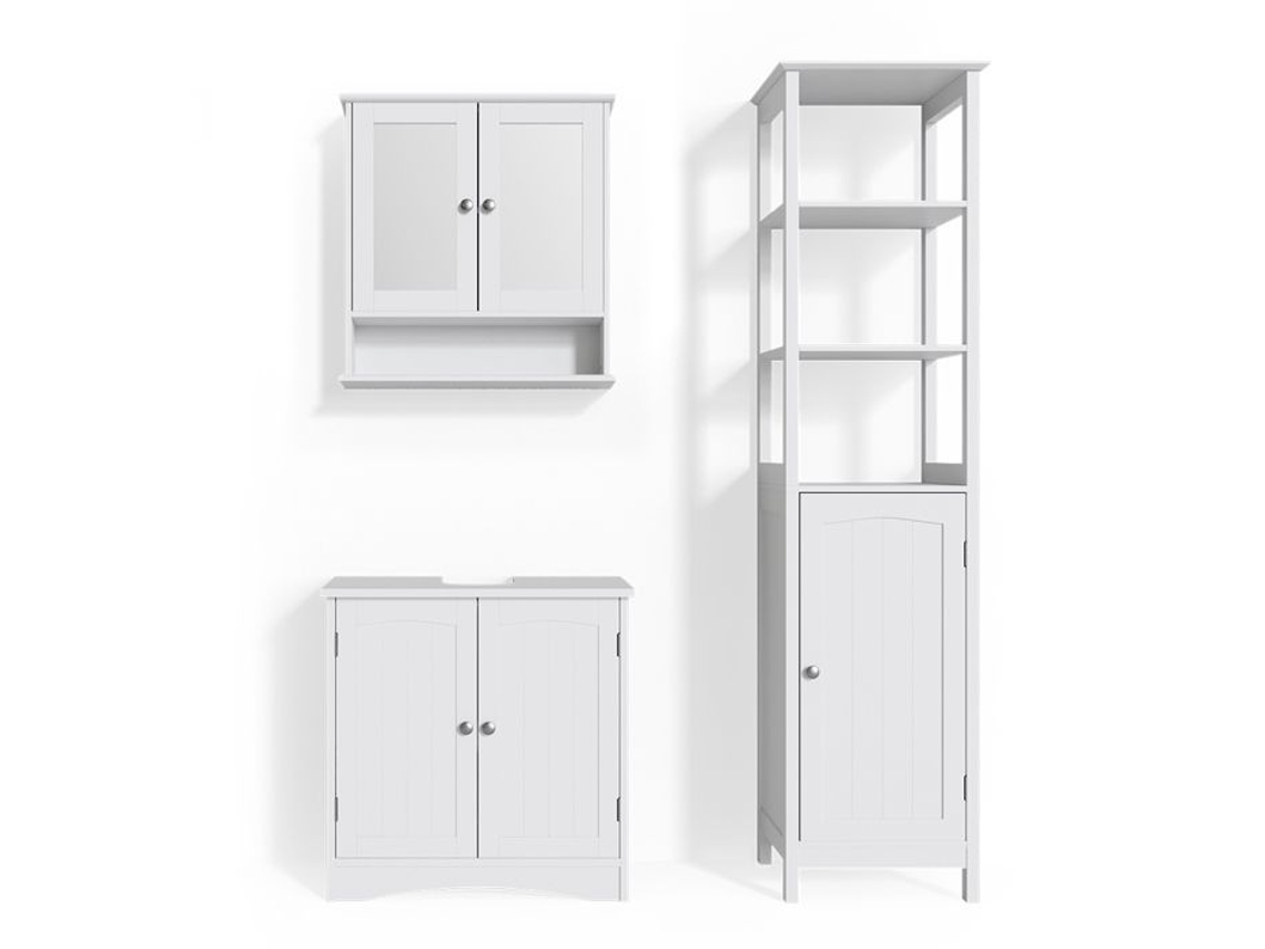 Conjunto De Móveis De Banheiro Bianco, 3 Peças, Com Armário Alto, Branco, Vicco