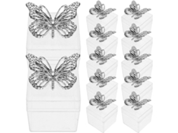 Tofficu Conjunto De 12-caixas Para Doces Casamento, Plástico Transparente 5x7 Cm Com Tampa Galvanizada Em Formato De Asa