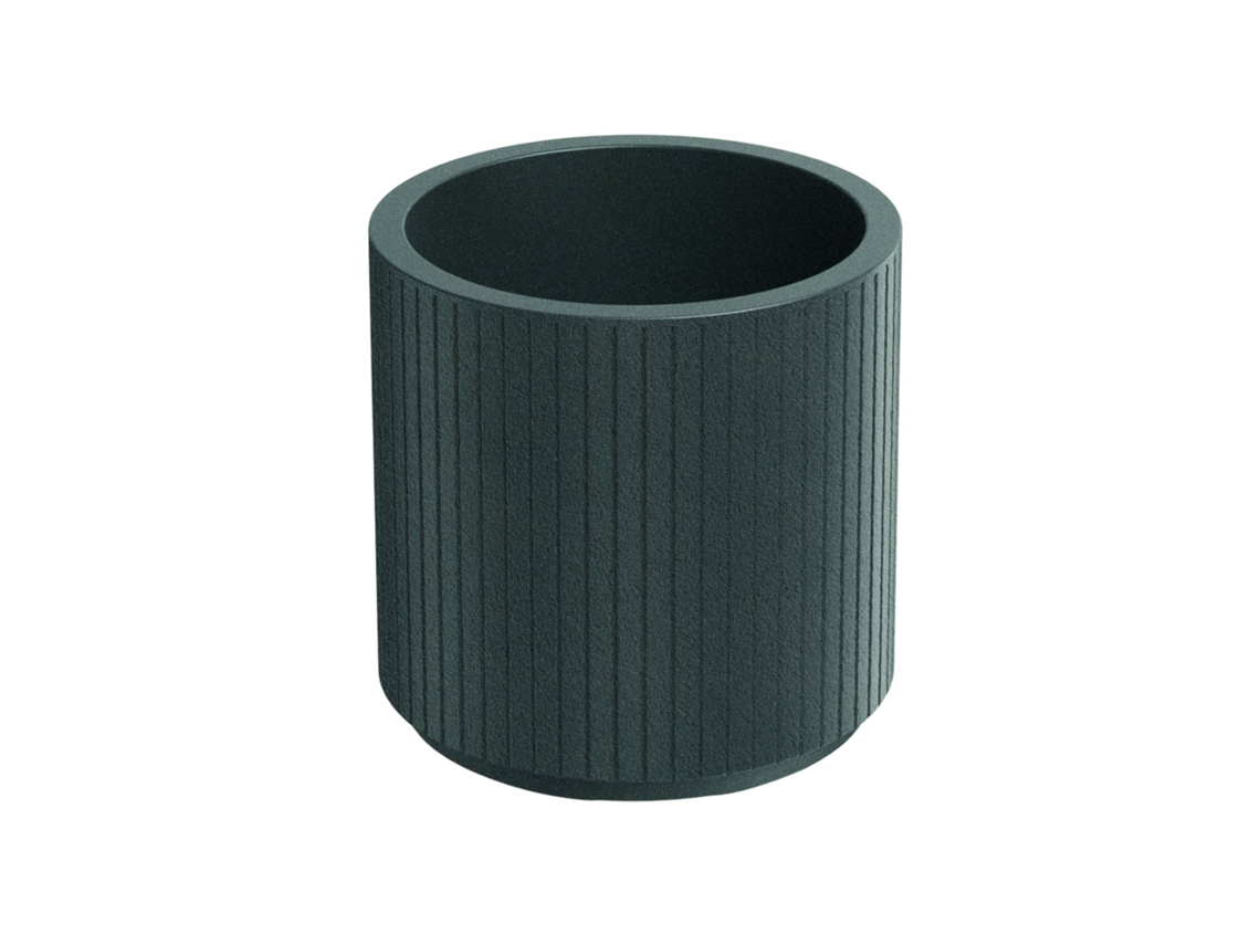 Vaso De Flores Redondo Rotomoldado Well Home Coro, Grafite Ø30x30