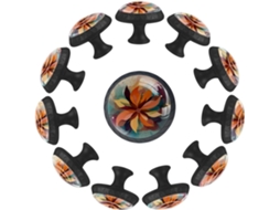 Puxadores E Maçanetas Redondas Para Armários De Cozinha, Conjunto De 12 Peças, Design Abstrato Floral