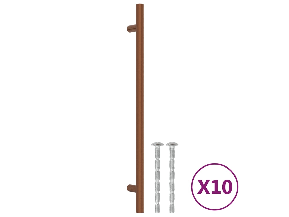 Conjunto 10 Puxadores para móveis VIDA XL aço inoxidável bronze (224 mm)