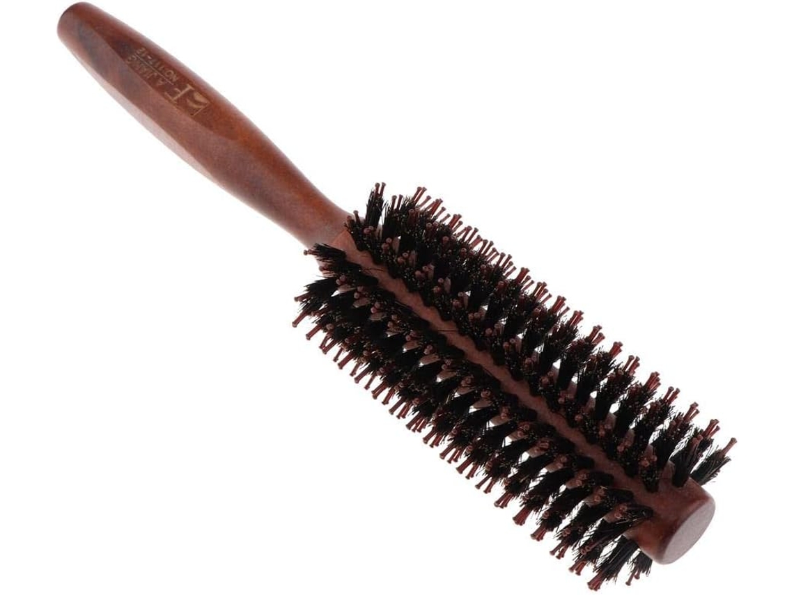 Escova De Cabelo Redonda Madeira Para Cabelos Lisos, 01