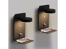 Aplique De Parede Led Com Mesa Ajustável,usb E Interruptor 12w,3 Cores,330° Preto Classe E Btforus
