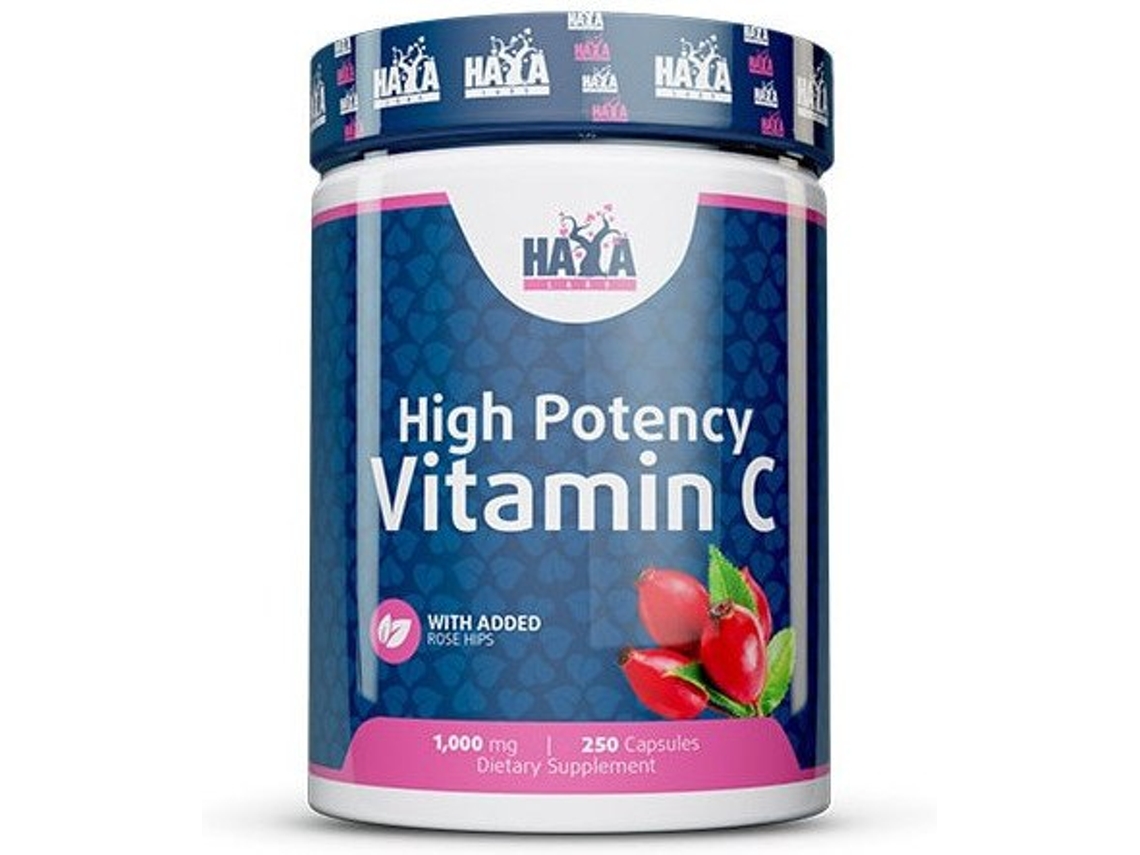 Vitamina C Com Rosehips De Alto Grau 1000mg - 250 Cápsulas De Haya Labs