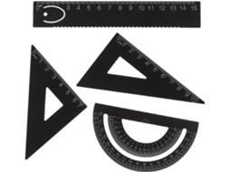 Kit De Desenho Profissional Kallory Com Régua Triangular E Transferidor, Em Metal Resistente E Durável, Ideal Para