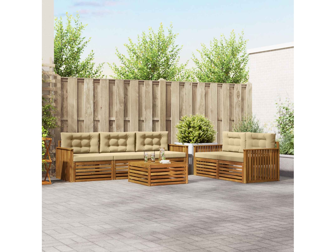Vidaxl Conjunto De Sofás Para Exterior 6 Unid. Natural E Bege