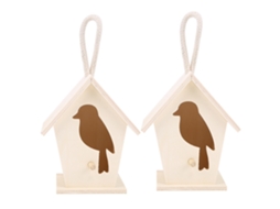 Primerox 2pcs Casa de Pássaros de Madeira Pendurada Jardim Decoração Ninho Ave Ornament