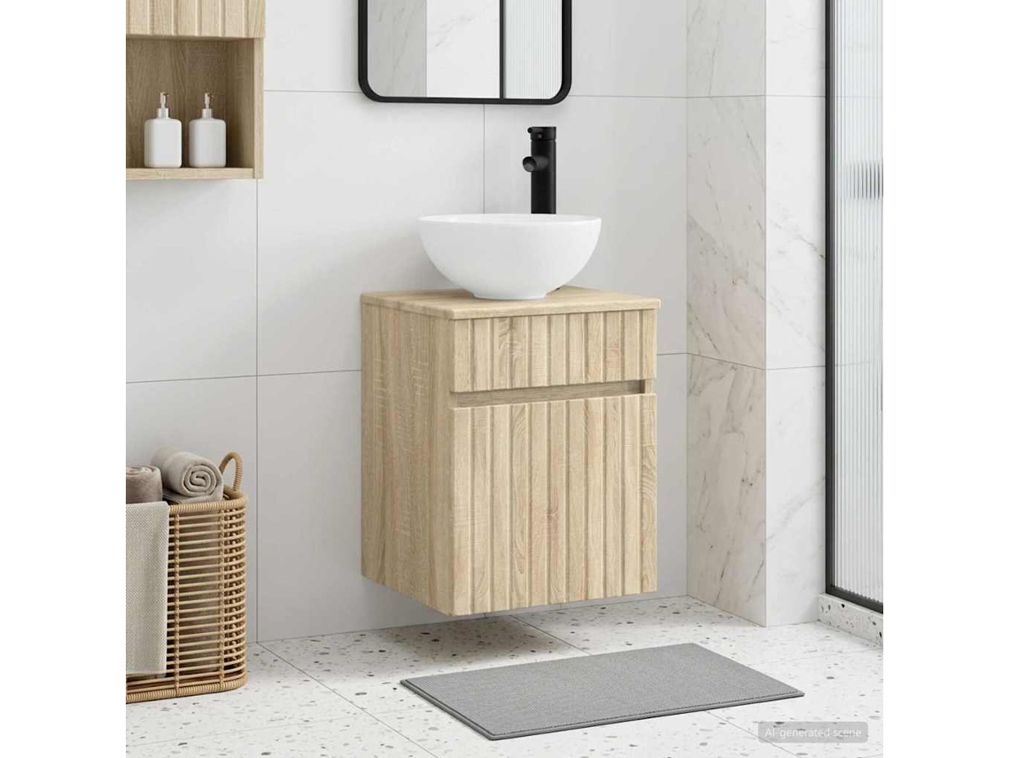 Vidaxl Vanidade De Pia De Parede Carvalho Sonoma 39 X 35 X 63 Cm