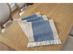 Caminho De Mesa De Algodão E Linho Liso Com Borlas, Toalha De Mesa Costurada, Caminho De Mesa De Chá Zen De Algodão E Linho, Azul Escuro