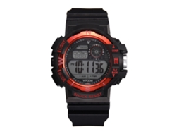 Relógio masculino, estilo casual estudantil, pulseira de silicone, à prova d'água, vermelho