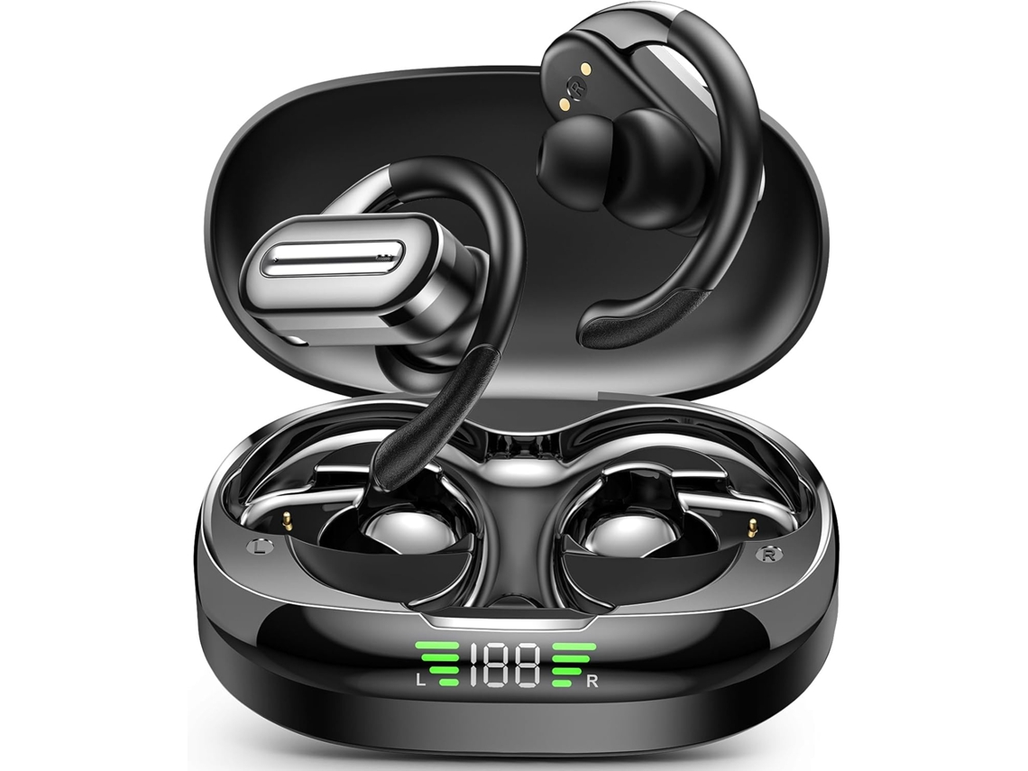 Fones de Ouvido Bluetooth Sem Fio com Gancho de Ouvido de Qualidade Premium Graves Profundos Ipx5 À Prova D'água JIAPEI (preto)