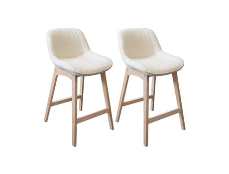 Conjunto De Cadeiras De Ilha E Bar Milk Em Carvalho Com Assento De Tecido Bouclette 65cm Mob In