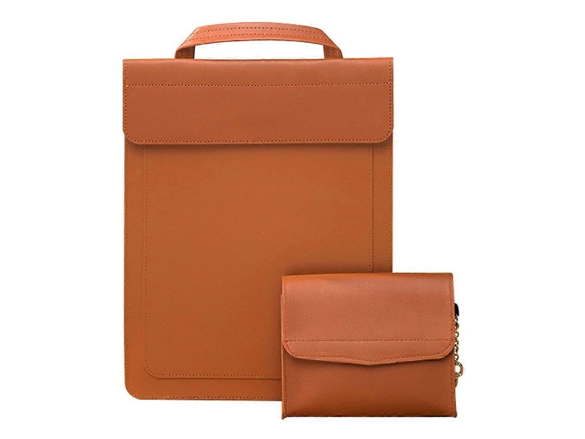 Bolsa Em Couro Pu Para Portátil De 15/16 Polegadas, Marrom Elysve