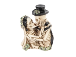 Decoração de Caveira Cartoon Simulada Estátua Engraçada para Festa Casa Assombrada Halloween