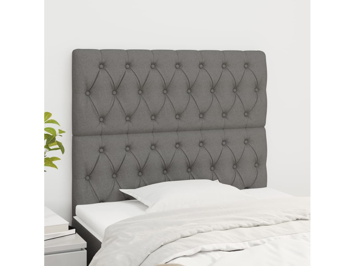 Vidaxl Cabeceira Cinza Escuro 100x7x118/128 Cm Tecido