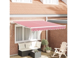 Vidaxl Toldo Retrátil Vermelho E Branco 300 X 250 Cm Tecido E Alumínio