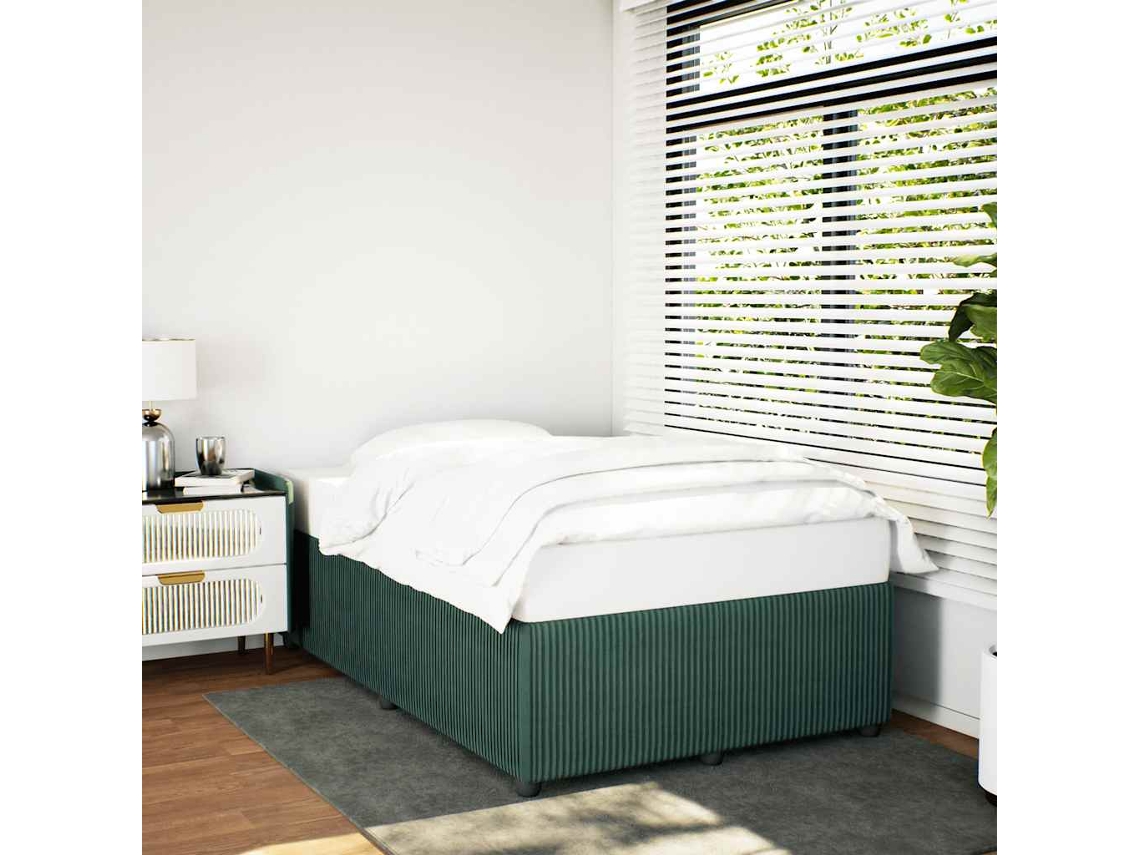 Estrutura De Cama Com Colchão Verde Escuro 120x190 Cm Veludo