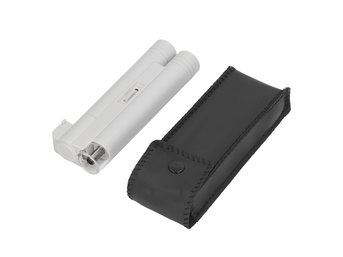 Microscopio De Bolsillo Com Led 150x Doble Tubo Portátil De Mano Com Escala