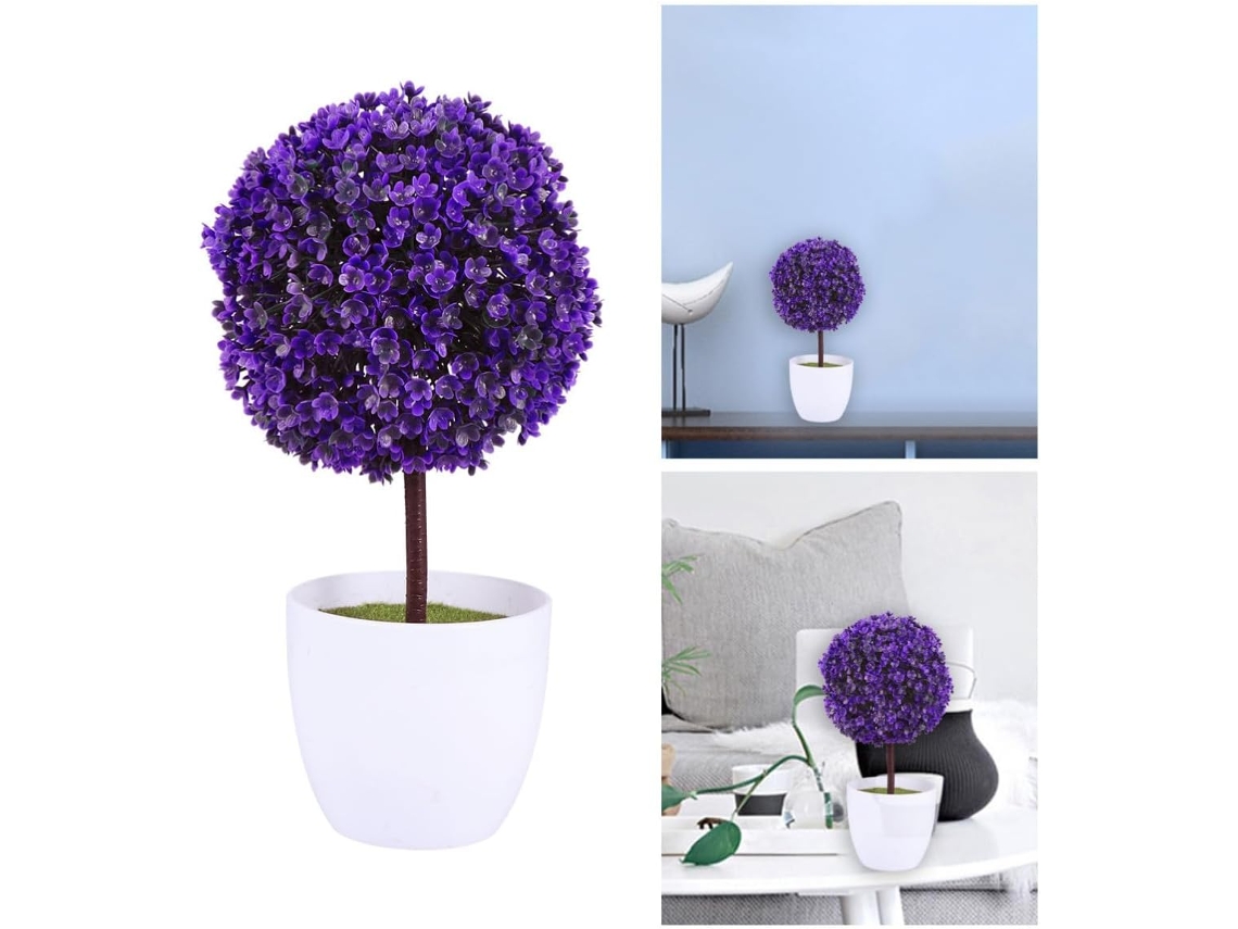 Bola De Plástico Roxa, Elegante E Resistente, Com Planta Artificial, Alivia A Fadiga.
