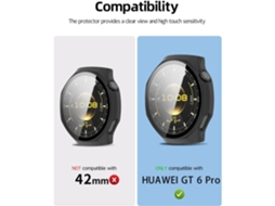 Capa Protetora Para Huawei Watch Gt6 Pro 46mm.ultrafina Em Policarbonato Rígido Película De Vidro(2 Peças) Branco Hexinyigjly