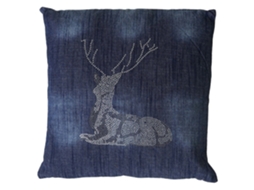 Coussin Bleu Avec Motif Cerf Effet Brillant 45x45 Cm Déhoussable Dec04074